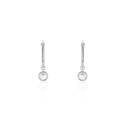 Cr&eacute;oles Bastiano Rondes Argent Blanc Oxyde De Zirconium - Boucles d'oreilles pampille Femme | Marc Orian