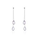 Boucles D'oreilles Pendantes Djime Or Blanc Amethyste - Pendantes Femme | Marc Orian