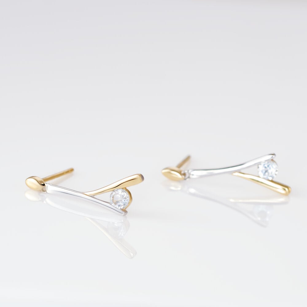 Boucles D'oreilles Pendantes Madli Or Bicolore Topaze - Pendantes Femme | Marc Orian