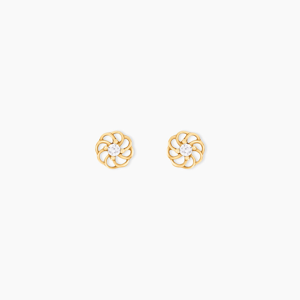 Boucles D'oreilles Puces Eleanor Fleur Or Jaune Oxyde De Zirconium - Puces Famille | Marc Orian
