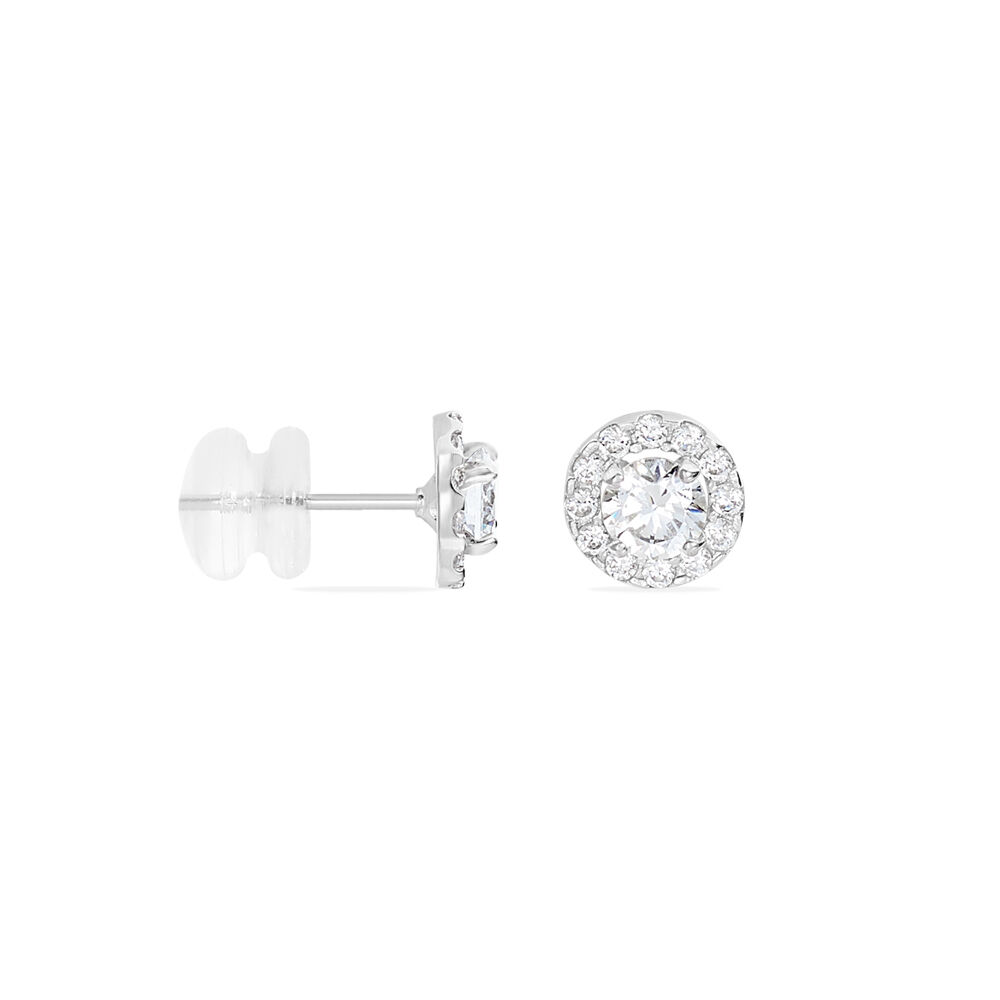 Boucles D'oreilles Puces Rosalie Or Blanc Oxyde De Zirconium - Puces Femme | Marc Orian