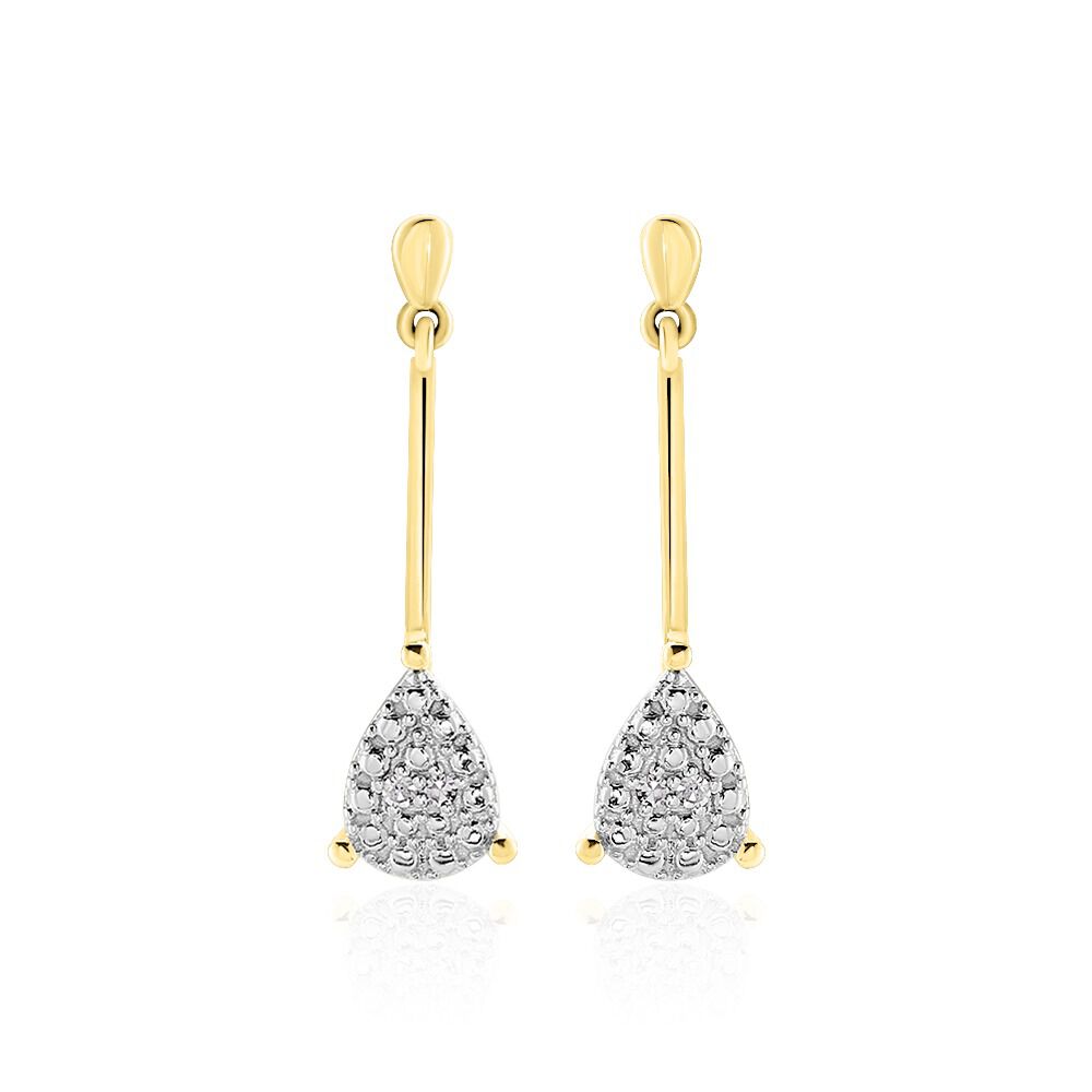 Boucles D'oreilles Pendantes Pear C Or Jaune Diamant - Pendantes Femme | Marc Orian