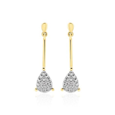 Boucles D'oreilles Pendantes Pear C Or Jaune Diamant - Pendantes Femme | Marc Orian