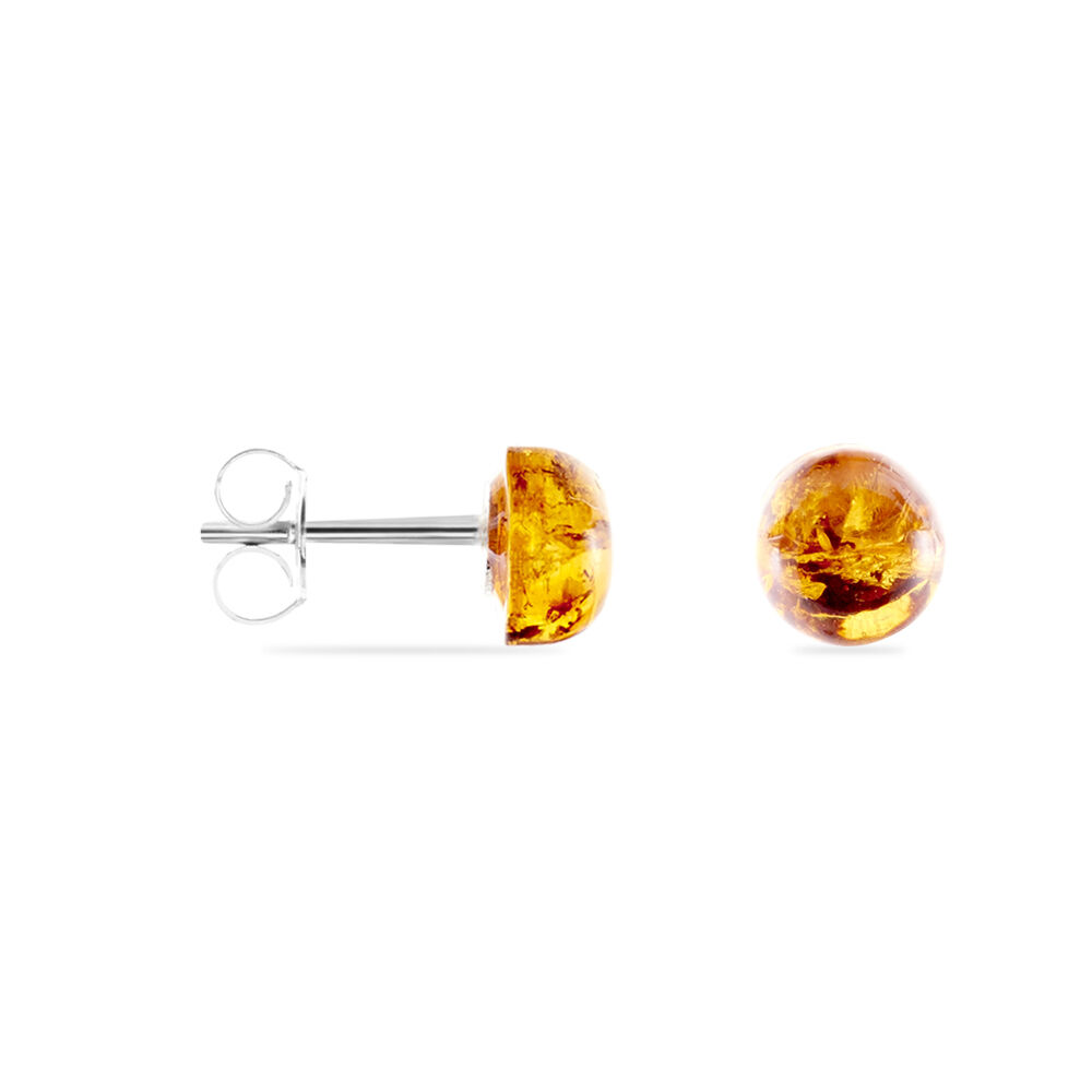 Boucles D'oreilles Puces Argent Blanc Brunhilld Ambre - Puces Femme | Marc Orian