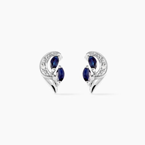 Boucles D'oreilles Puces Sakina Or Blanc Saphir Et Diamant - Boucles d'oreilles mariage Femme | Marc Orian