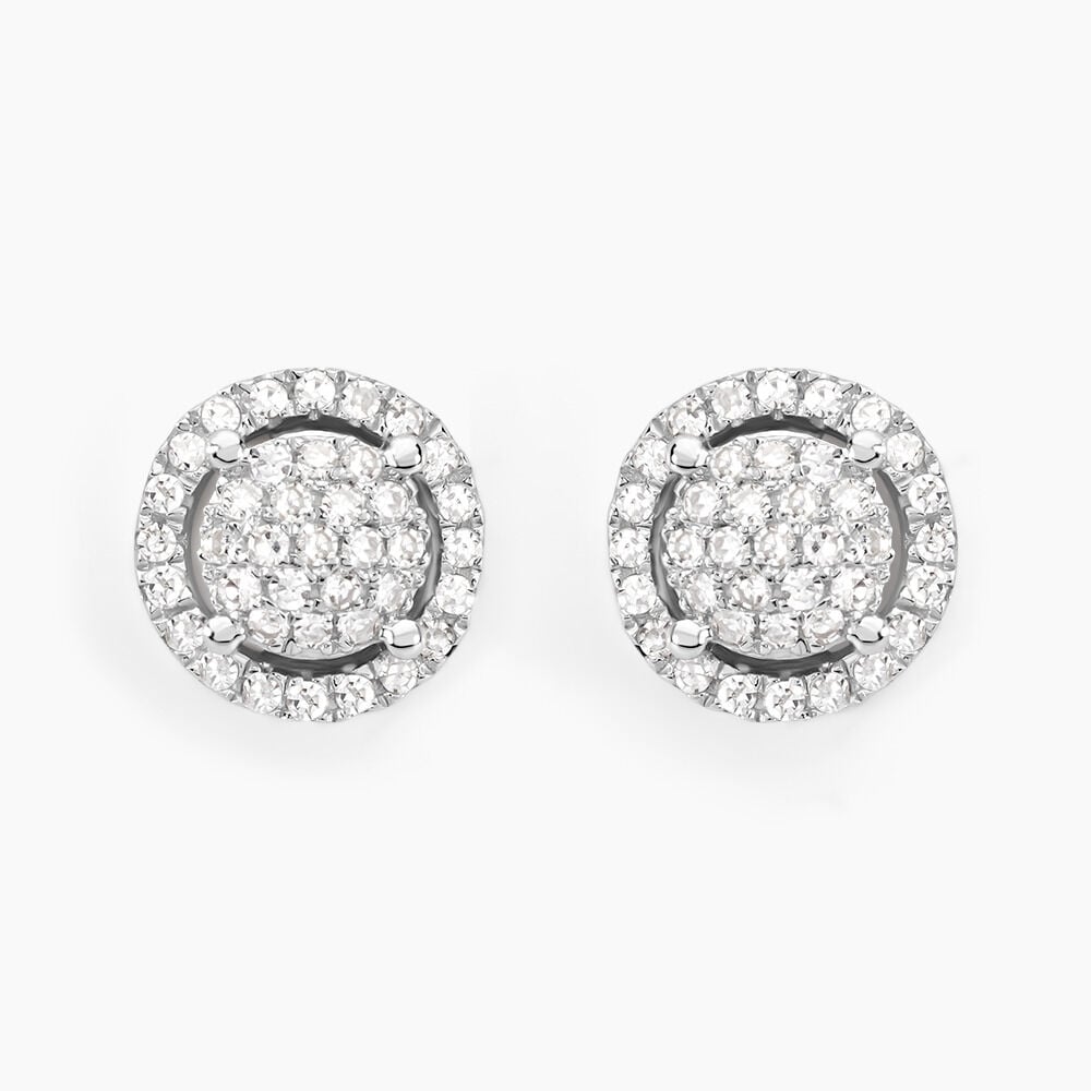 Boucles D'oreilles Puces Soleil D'hiver Or Blanc Diamant - Puces Femme | Marc Orian
