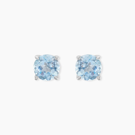 Boucles D'oreilles Puces Elea Or Blanc Topaze Bleu Sky - Puces Femme | Marc Orian