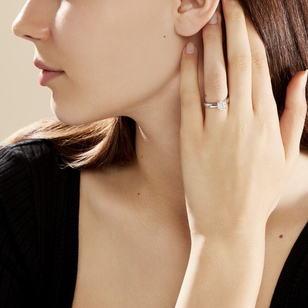 Bague Solitaire Charlene Or Blanc Diamant Synthetique - Solitaires Femme | Marc Orian