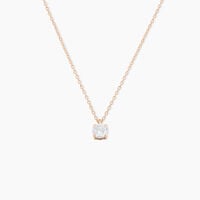 Collier Solitaire Argent Rose Lylwenn Oxyde De Zirconium