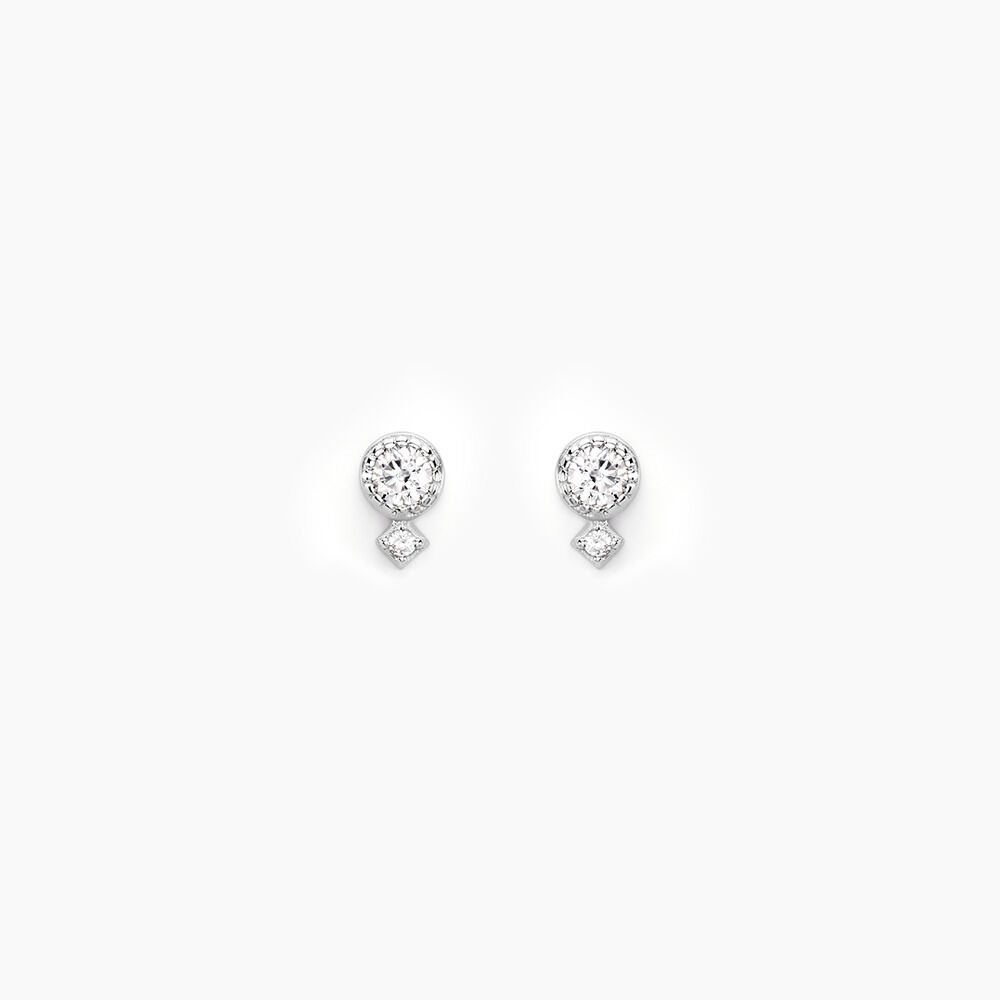 Boucles D'oreilles Puces Jill Argent Blanc Oxyde De Zirconium - Puces Femme | Marc Orian