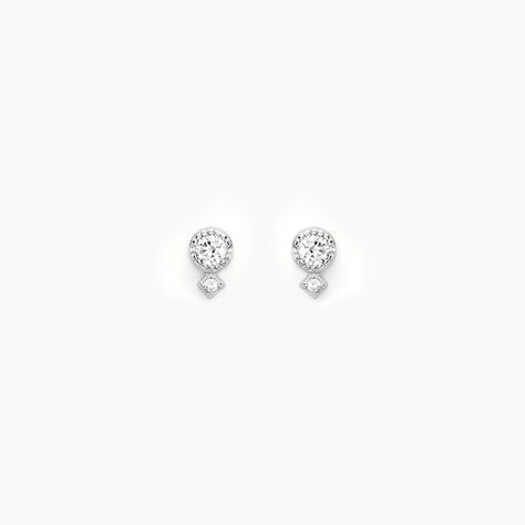 Boucles D'oreilles Puces Jill Argent Blanc Oxyde De Zirconium - Puces Femme | Marc Orian