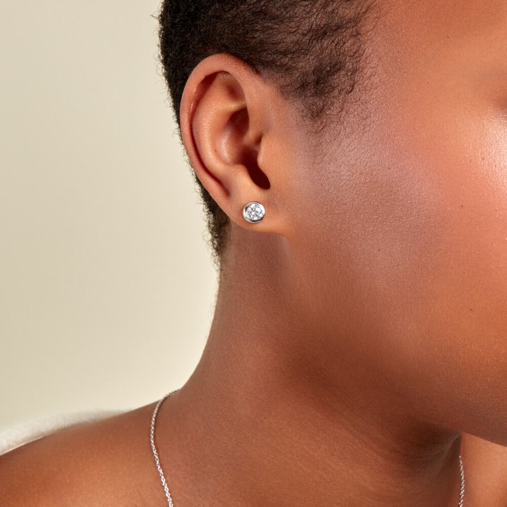 Boucles D'oreilles Puces Talya Argent Blanc Oxyde De Zirconium - Puces Femme | Marc Orian