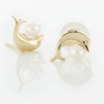 Boucles D'oreilles Puces Eleanor Dauphin Or Jaune Perle De Culture - Puces Femme | Marc Orian