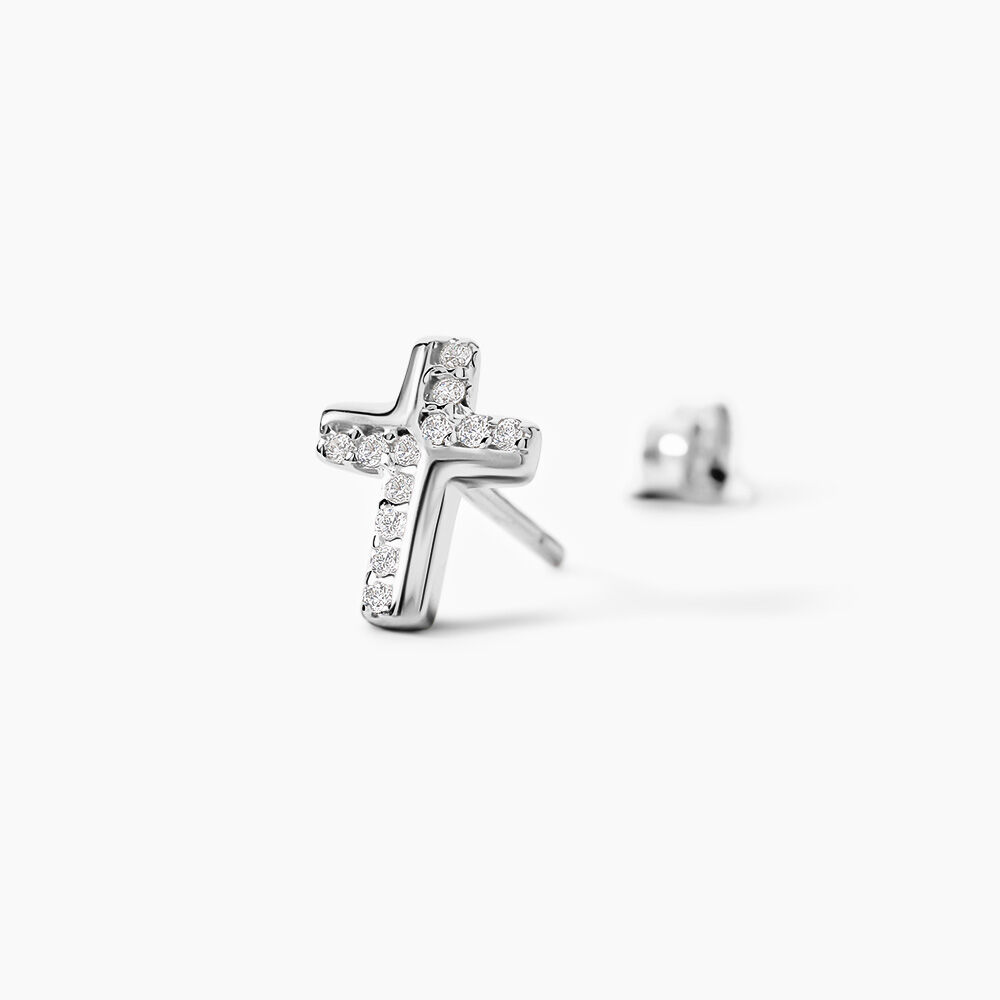 Boucles D'oreilles Puces Lola-rose Argent Blanc Oxyde De Zirconium - Puces Femme | Marc Orian