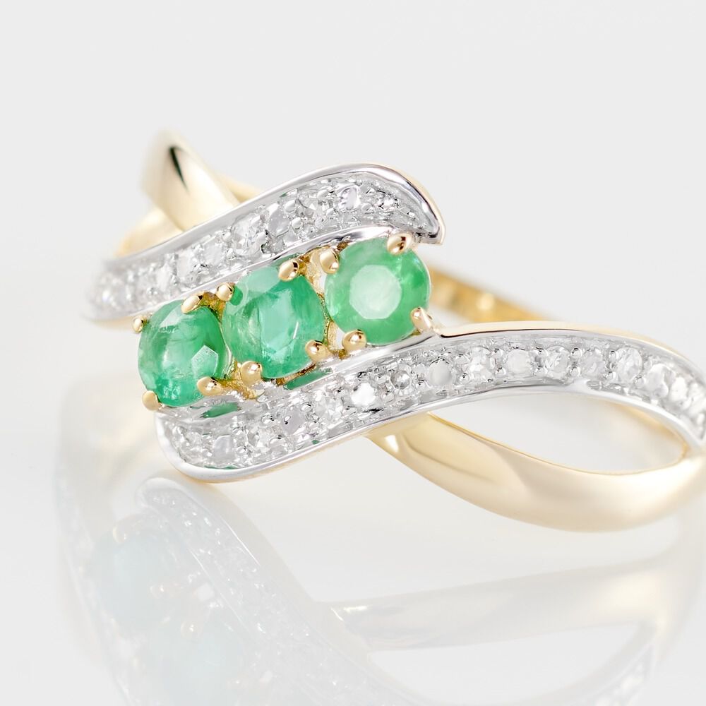 Bague Simma Or Jaune Diamant Et Emeraude - Bagues vintage Femme | Marc Orian