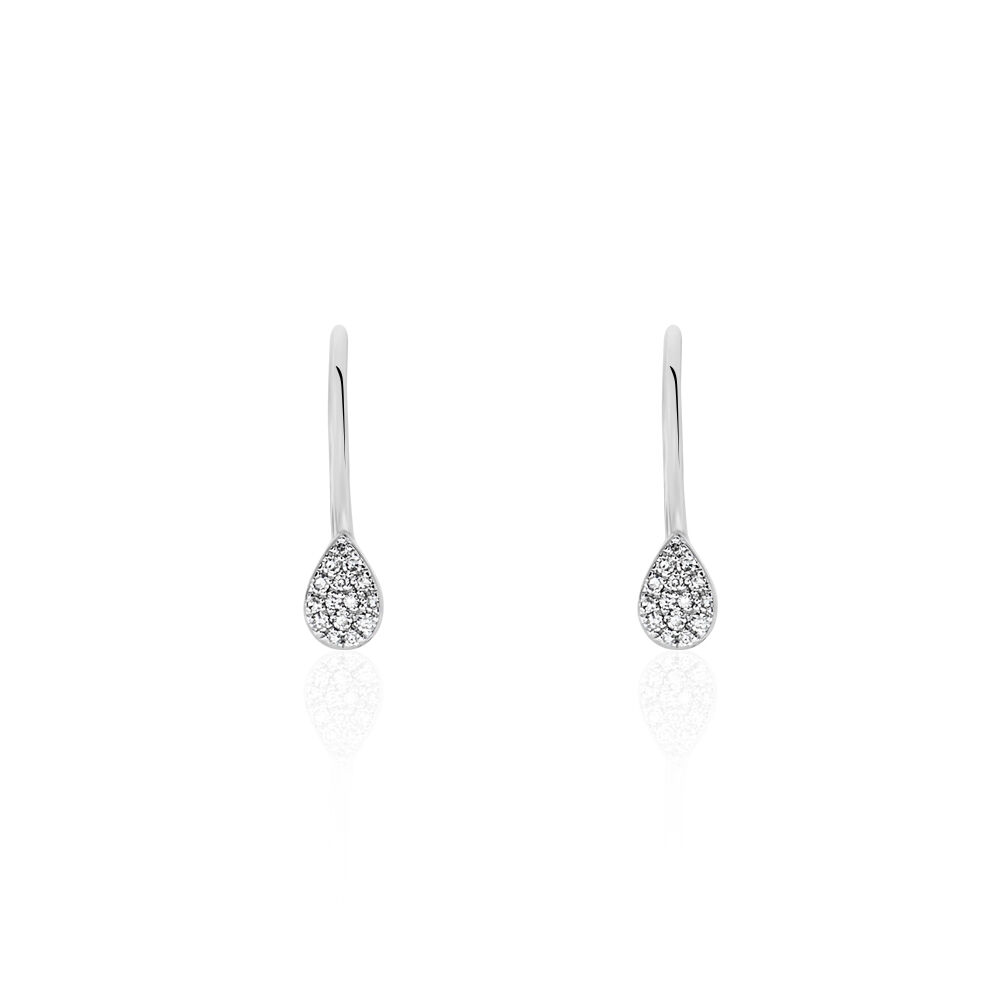 Boucles D'oreilles Pendantes Or Blanc Urzula Diamants - Pendantes Femme | Marc Orian