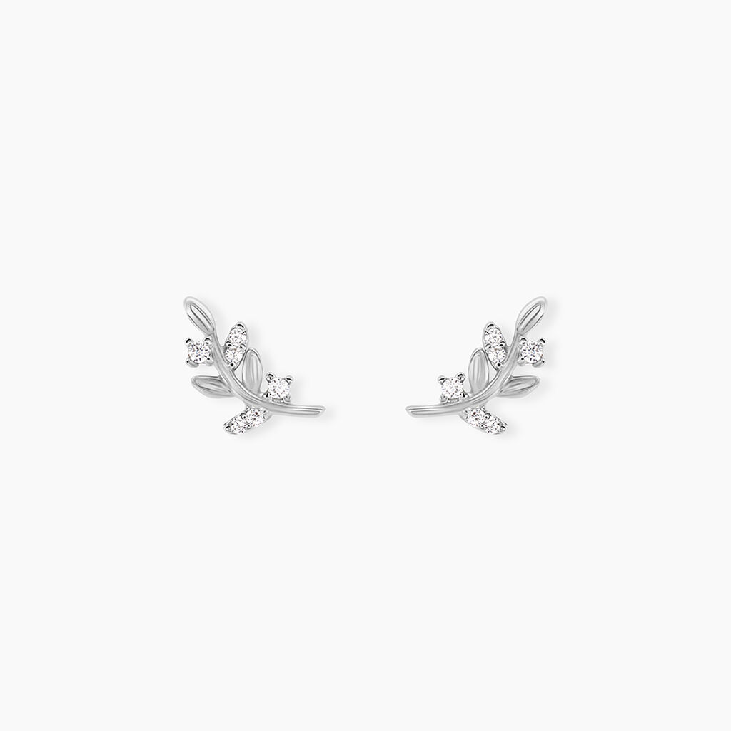 Boucles D'oreilles Puces Evonne Argent Blanc Oxyde De Zirconium - Nouveautés Femme | Marc Orian