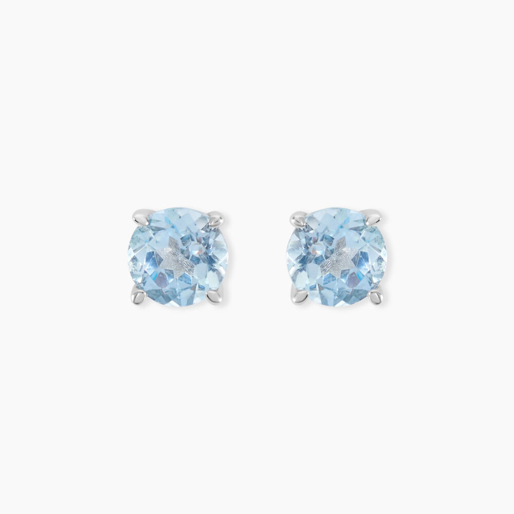 Boucles D'oreilles Puces Elea Or Blanc Topaze Bleu Sky - Puces Femme | Marc Orian