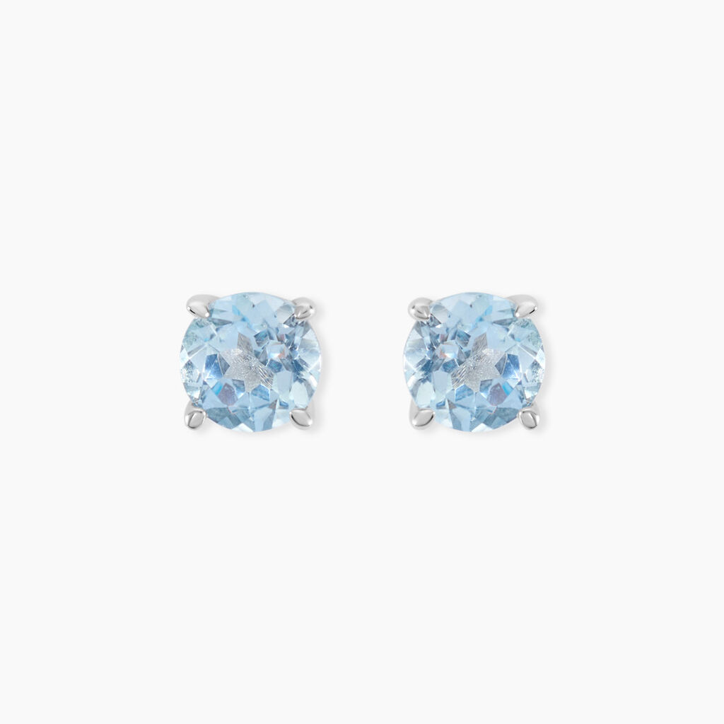 Boucles D'oreilles Puces Elea Or Blanc Topaze Bleu Sky - Puces Femme | Marc Orian