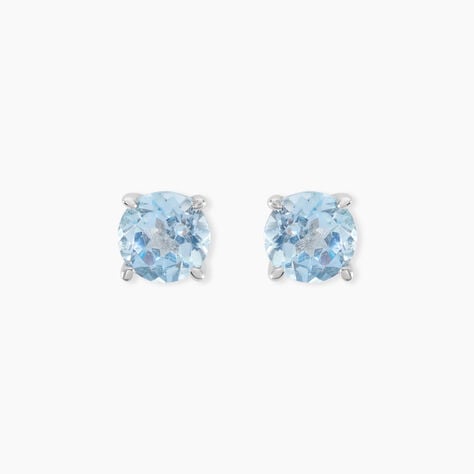 Boucles D'oreilles Puces Elea Or Blanc Topaze Bleu Sky - Puces Femme | Marc Orian