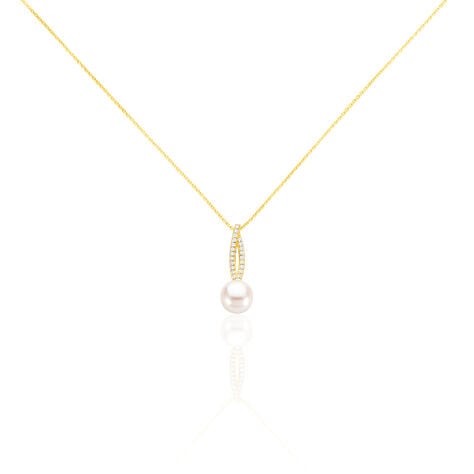 Collier Tesnimae Or Jaune Oxyde De Zirconium Et Perle De Culture - Colliers avec pierres Femme | Marc Orian