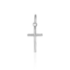 Pendentif Bathilde Croix Striee Or Blanc - Pendentifs Famille | Marc Orian