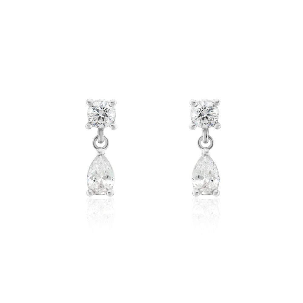 Boucles D'oreilles Pendantes Argent Blanc Braidy Oxydes De Zirconium - Pendantes Femme | Marc Orian