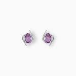 Boucles D'oreilles Puces Vrille Ovale Or Blanc Amethyste - Puces Femme | Marc Orian