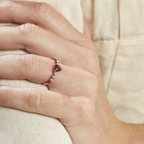 Bague Solitaire Accompagné Or Rose Samanta Rhodolite - Bagues Femme | Marc Orian