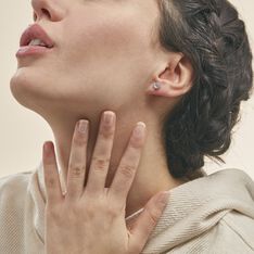 Boucles D'oreilles Puces Eva Or Blanc Topaze Et Oxyde De Zirconium - Clous d'oreilles Femme | Marc Orian