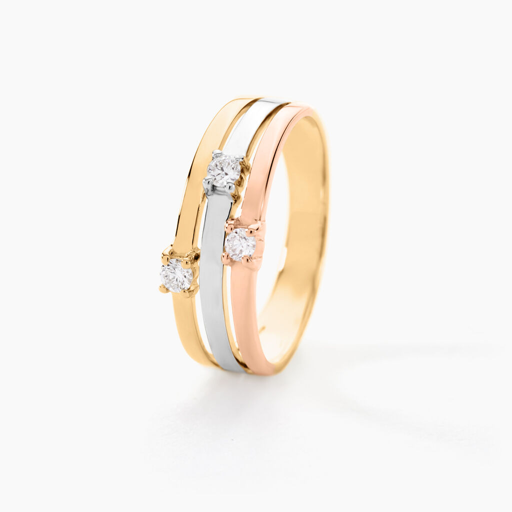 Bague Superposition Or Tricolore Diamant - Parure de mariage Femme | Marc Orian