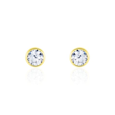 Boucles D'oreilles Puces Daria Serti Clos Or Jaune Oxyde De Zirconium - Puces Femme | Marc Orian