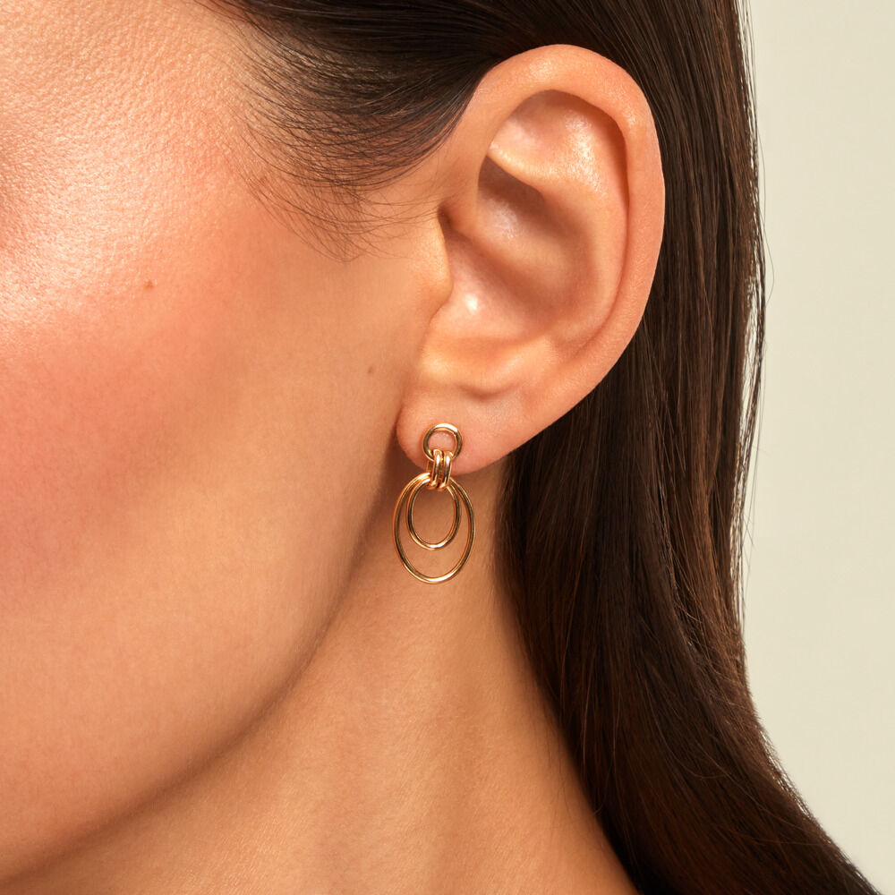 Boucles D'Oreilles Pendantes Felicity Plaqu&eacute; Or Jaune - Pendantes Femme | Marc Orian