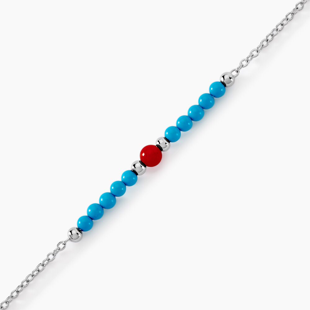 Bracelet Behati Argent Blanc Corail Turquoise - Bracelets chaînes Femme | Marc Orian