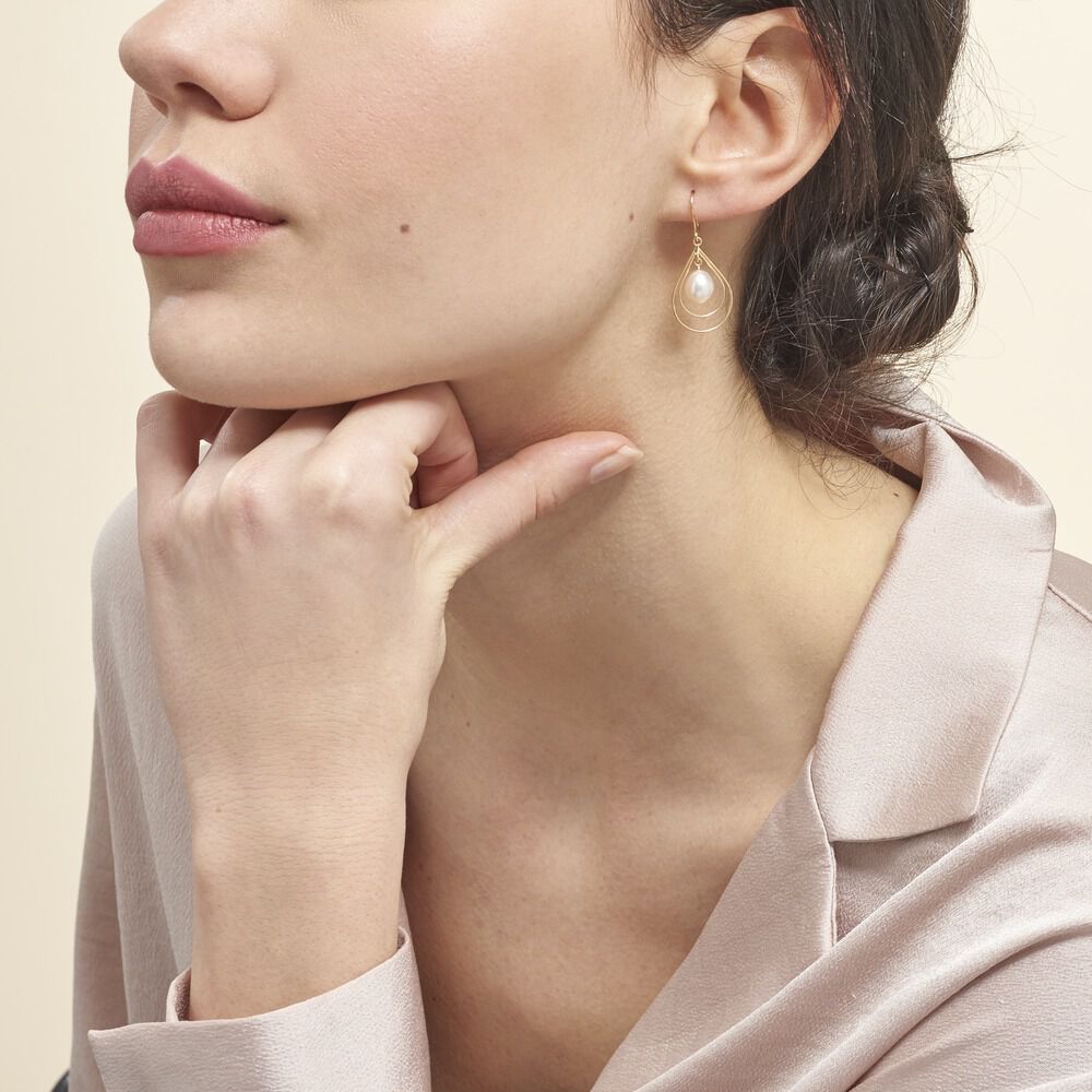 Boucles D'oreilles Pendantes Martyna Or Jaune Perle De Culture - Pendantes Femme | Marc Orian