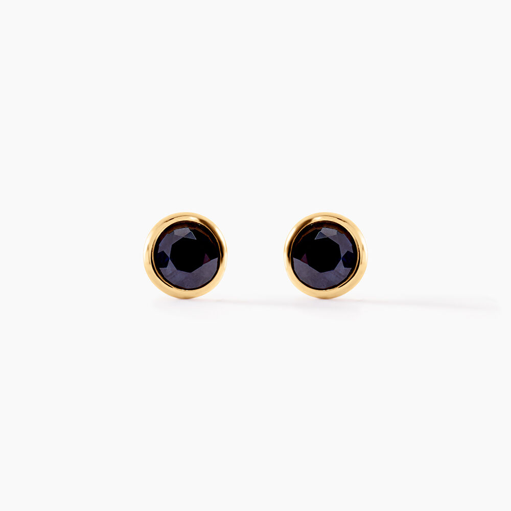 Boucles D'oreilles Puces Edy Serti Clos Or Jaune Saphir - Puces Femme | Marc Orian