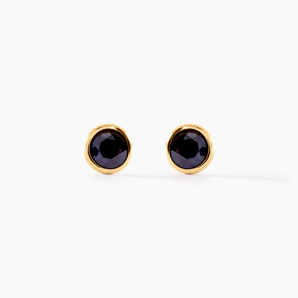 Boucles D'oreilles Puces Edy Serti Clos Or Jaune Saphir - Puces Femme | Marc Orian