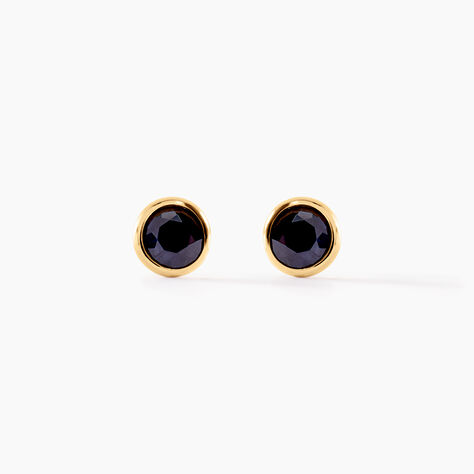 Boucles D'oreilles Puces Edy Serti Clos Or Jaune Saphir - Puces Femme | Marc Orian