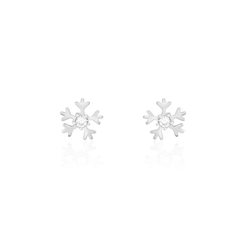Boucles D'oreilles Puces Eileen Flocon Or Blanc Oxyde De Zirconium - Puces Femme | Marc Orian