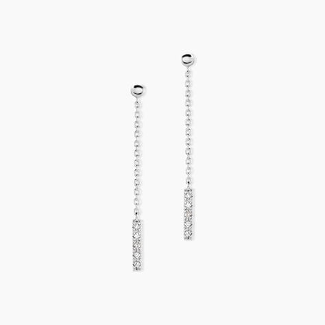 Boucles D'oreilles Pendantes Marjenka Or Blanc Diamant - Pendantes Femme | Marc Orian