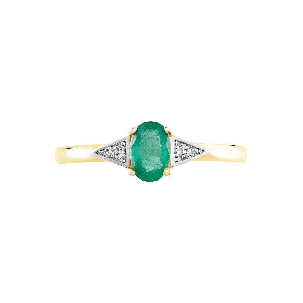 Bague Solitaire Ludmilla Or Jaune Emeraude Et Diamant - Bagues vintage Femme | Marc Orian