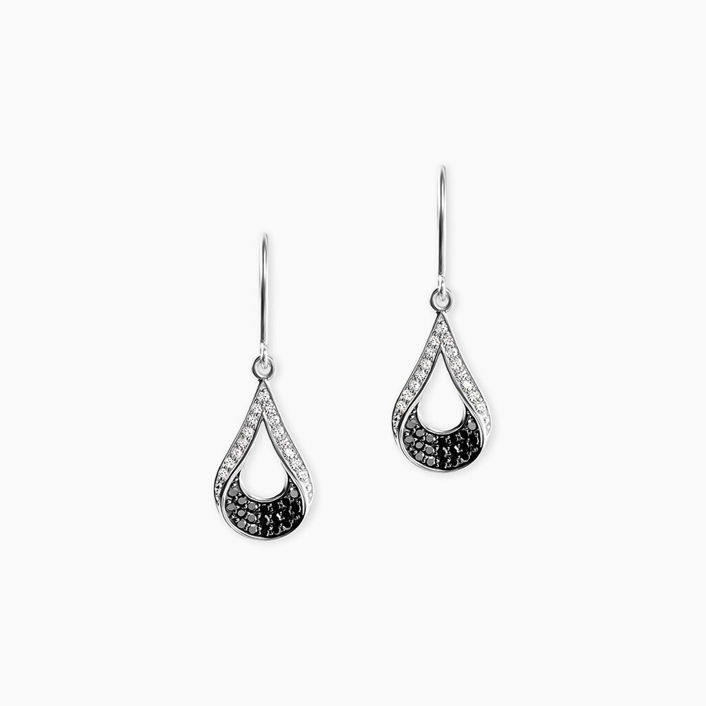 Boucles D'oreilles Pendantes Romanne Or Blanc Diamant - Pendantes Femme | Marc Orian