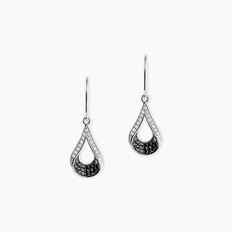 Boucles D'oreilles Pendantes Romanne Or Blanc Diamant - Pendantes Femme | Marc Orian
