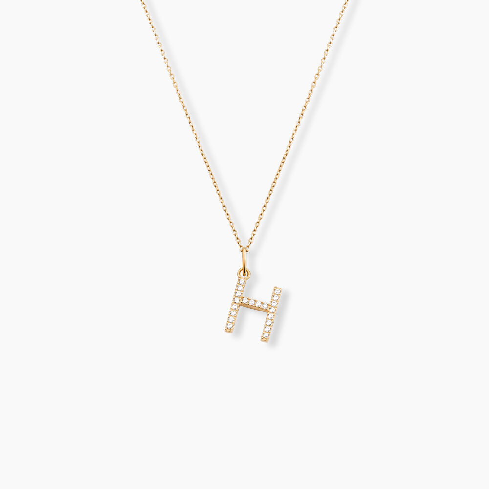 Pendentif Lettre H Or Jaune Oxyde - Pendentifs Famille | Marc Orian