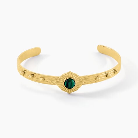 Bracelet Jonc Athena Acier Dor&eacute; Malachite - Bracelets joncs Femme | Marc Orian