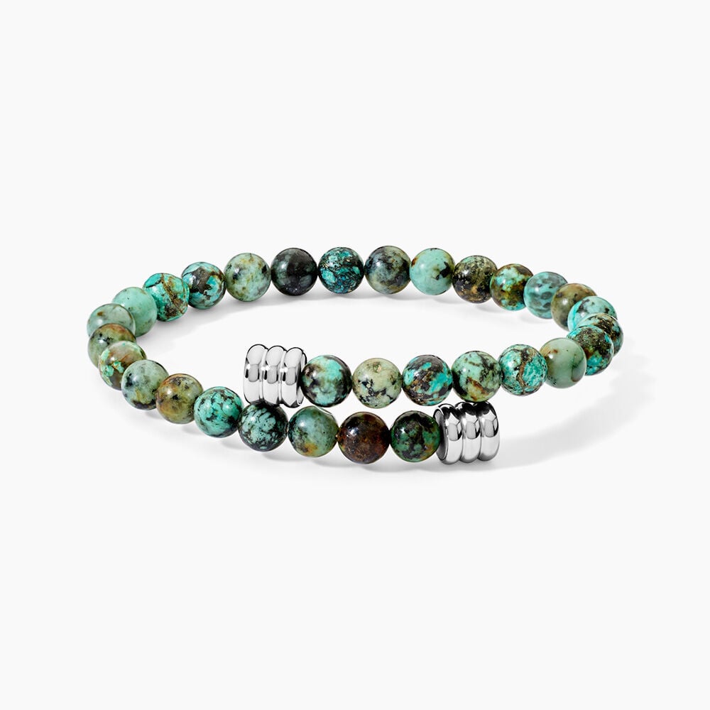 Bracelet Naturel Acier Blanc Turquoise - Bracelets cha&icirc;nes Homme | Marc Orian