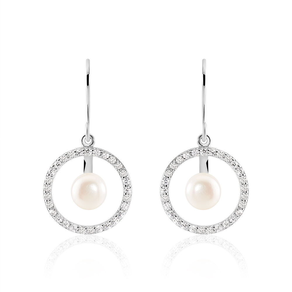 Boucles D'oreilles Pendantes Ellea Argent  Perle De Culture Et Oxyde - Pendantes Femme | Marc Orian