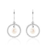 Boucles D'oreilles Pendantes Ellea Argent  Perle De Culture Et Oxyde - Pendantes Femme | Marc Orian