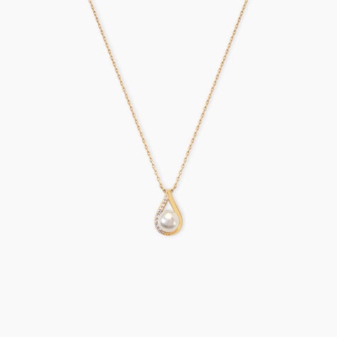 Collier Helin Or Jaune Perle De Culture Et Oxyde De Zirconium - Colliers avec pierres Femme | Marc Orian