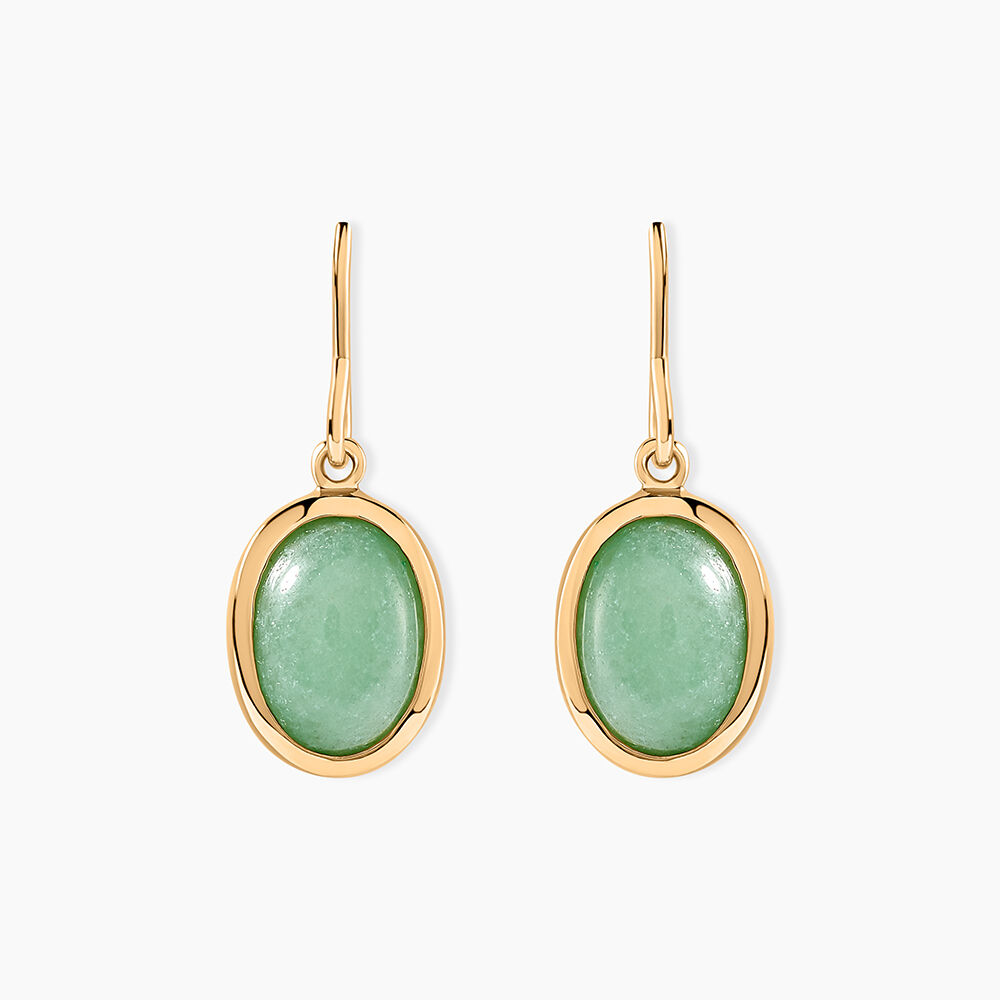 Boucles D'oreilles Pendantes Veina Plaqu&eacute; Or Jaune Aventurine - Pendantes Femme | Marc Orian